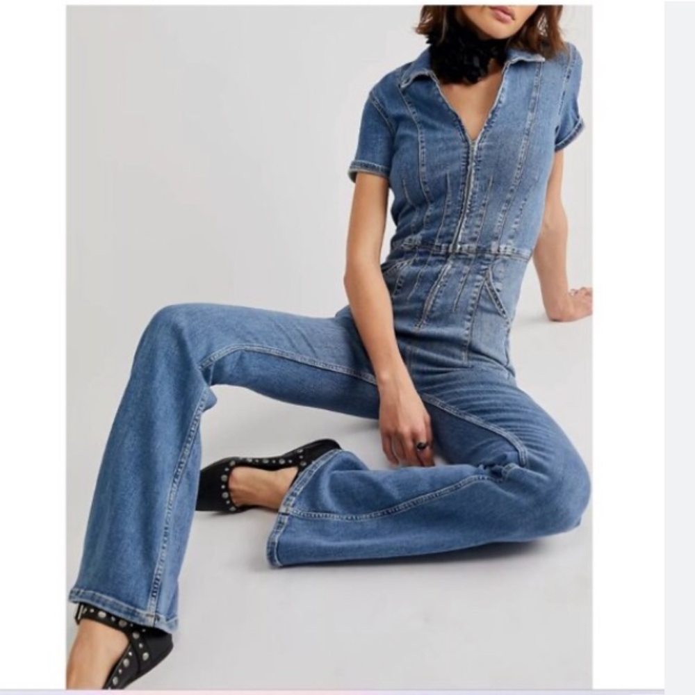 New: Free People We The Free Jayce Flare Leg Jumpsuit. Size Large